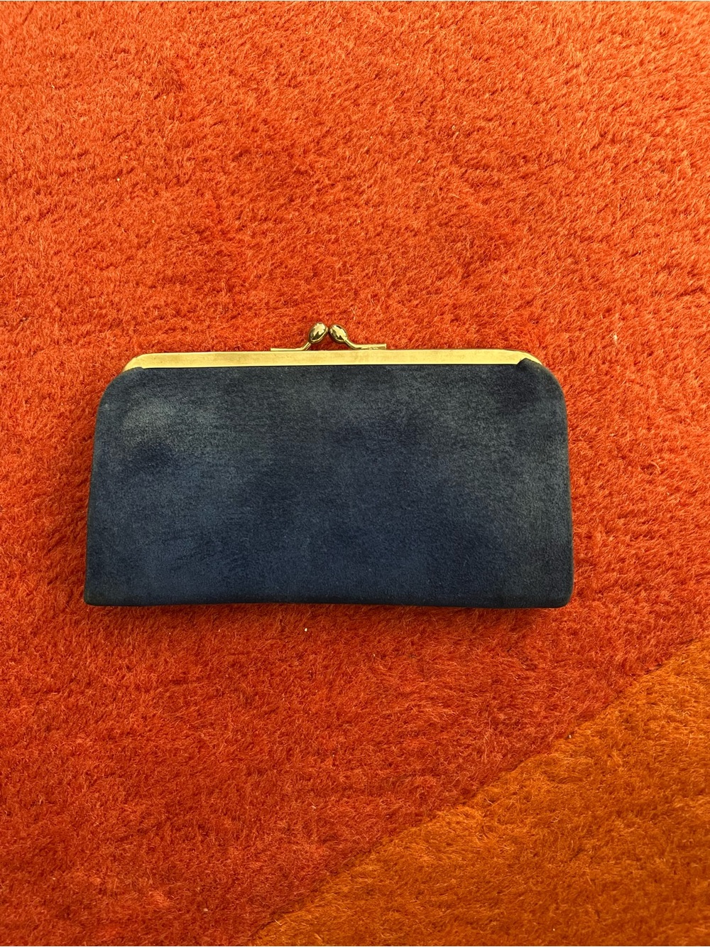 vintage navy blue suede clutch purse lazarus made in italy